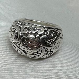🌹Sterling Silver tube Floral Ring